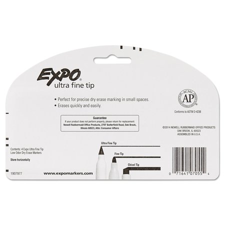 Expo Marker, Dry, Erase, Low, Odr, Bk, PK4 1871774